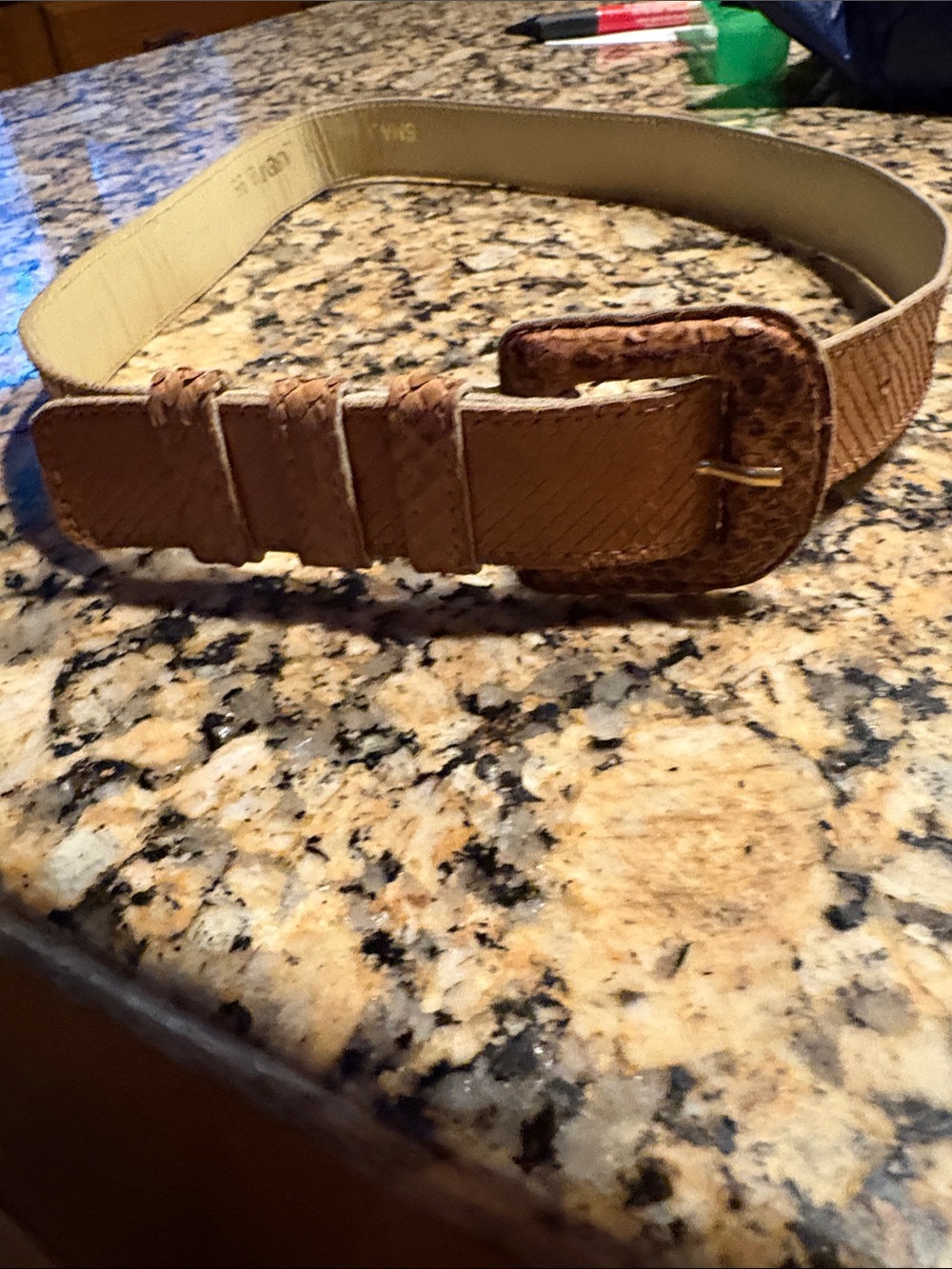 YSL YvesSaint Laurent Buckle textured pattern  Vintage belt